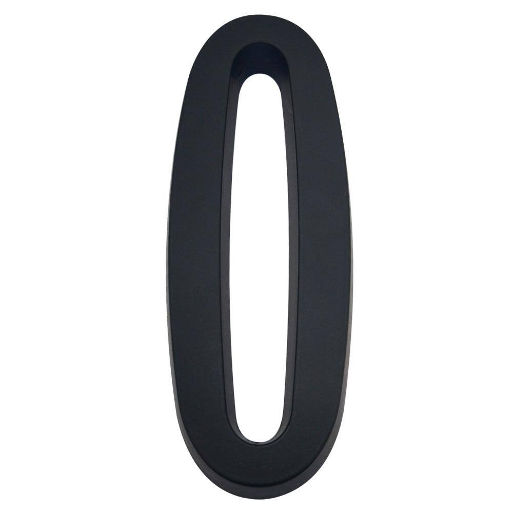 Everbilt 4 in. Flush Mount Matte Black SelfAdhesive House Number 0