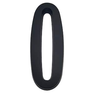 4 in. Flush Mount Matte Black Self-Adhesive House Number 0