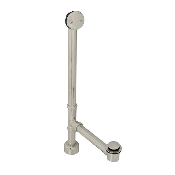 Westbrass All Exposed Fully Finished Tip-Toe Bath Waste and Overflow, Satin Nickel