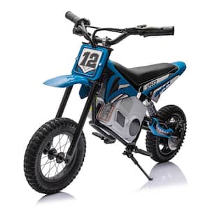 36-Volt Electric Dirt Bike for Kids, Ride on Motorcycle 350-Watt Brushless Motor Variable Speed to 15.5 MPH, Blue