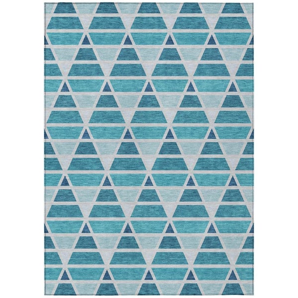 Chantille Machine Washable Indoor/Outdoor Abstract ACN2734 Teal 8 ft. x 10 ft. Area Rug