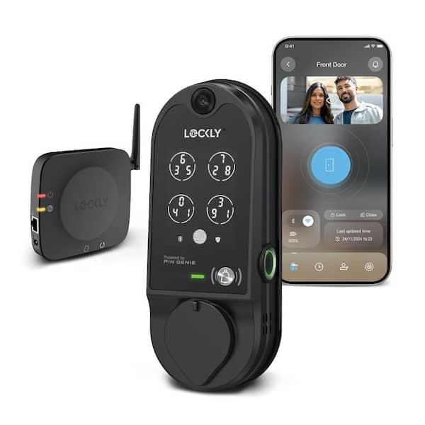 Vision Matte Black Deadbolt WiFi Smart Lock with Video Doorbell, Fingerprint, Keypad, App, Voice Control, 2-Way Audio