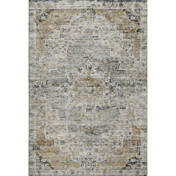 Mayfield Premium Machine Washable Abstract AMF1832 Taupe 9 ft. x 12 ft. Area Rug