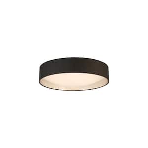 Orme 20 in. W x 4.53 in. H 1-Light Black/Brushed Nickel LED Flush Mount with White Plastic Diffuser