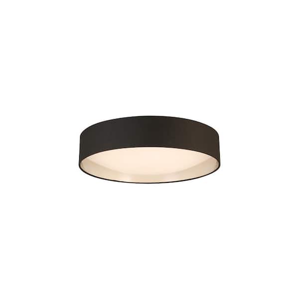 Eglo Orme 20 in. W x 4.53 in. H 1-Light Black/Brushed Nickel LED Flush Mount with White Plastic Diffuser