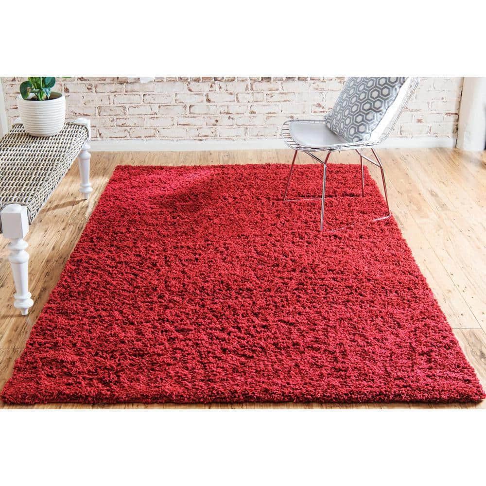 Cherry Red Luxe Shag 10'x13' Reversible Area Rug