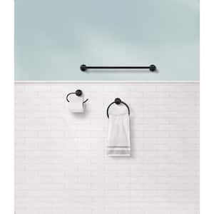 Preston 3-Piece Wall Mounted Bathroom Accessory Set with Paper Holder, Towel Ring, and 18 in Towel Bar in Matte Black