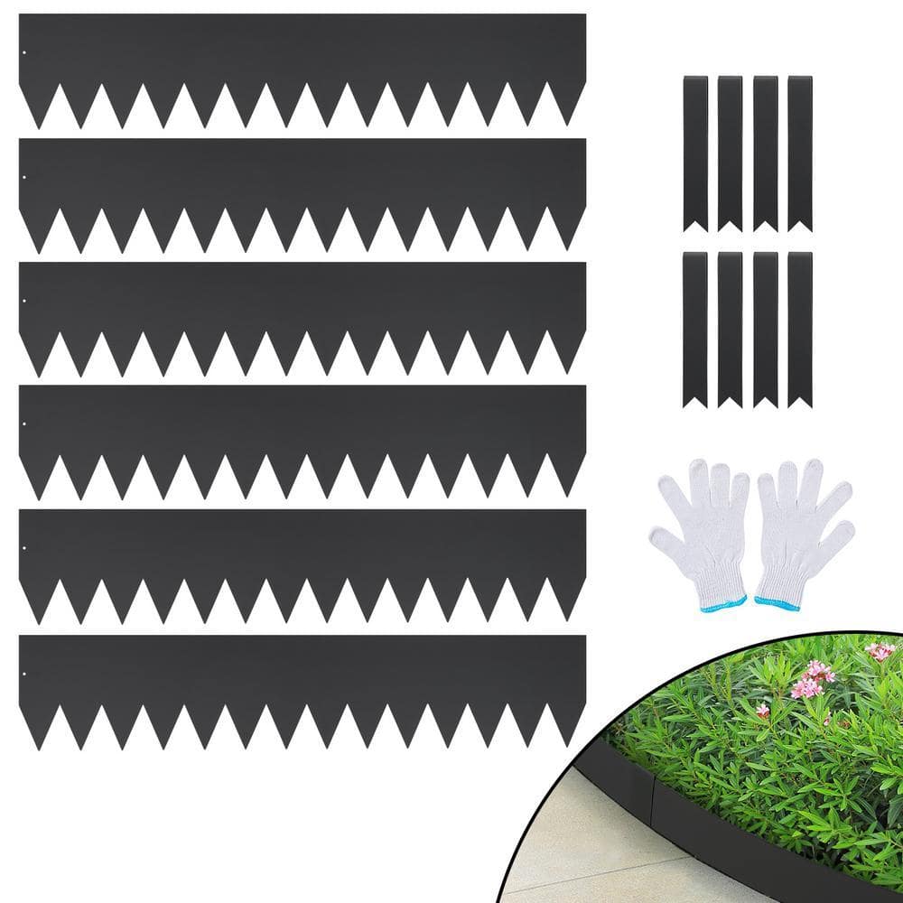 VEVOR Steel Landscape Edging Metal Garden Edging Borders 40 in. x 8 in. Strips, Hammer-in Edging Border with 8 Clips (iRFWuXi0rlKjsdf)