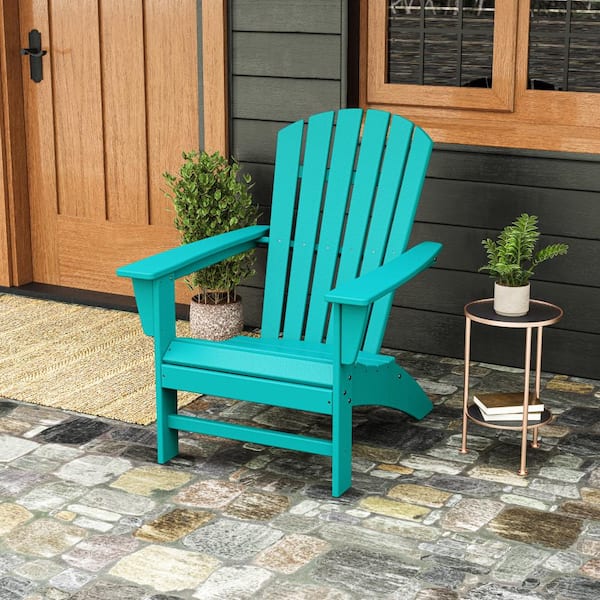 POLYWOOD Grant Park Traditional Curveback Aruba Plastic Outdoor Adirondack Patio Chair (Set of 1)