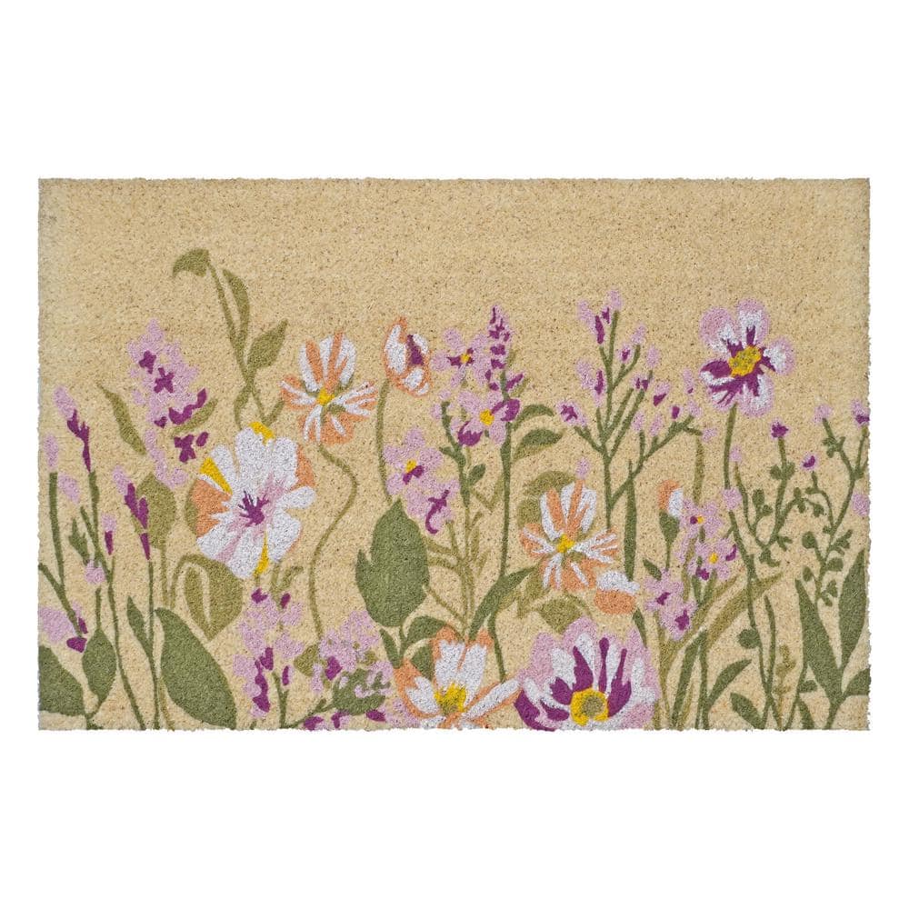 Botanical Garden Beige and Multicolor Coir Outdoor Doormat