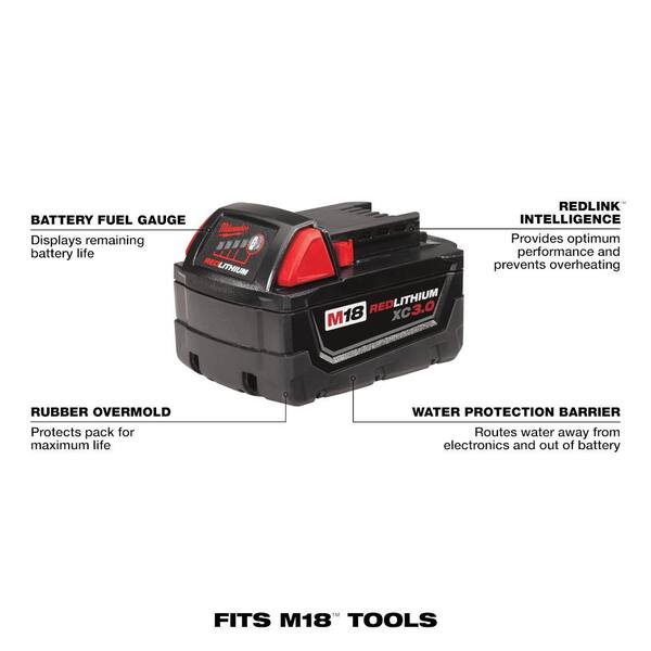 Milwaukee M18 18-Volt Lithium-Ion Cordless 1300-Lumen LED Flood Light with M18 3.0Ah Battery