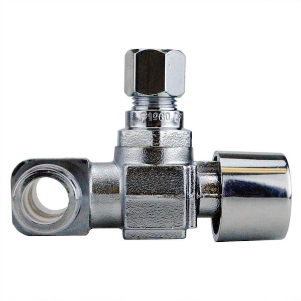 Apollo 1 2 In Chrome Plated Brass Pex A Barb X 1 4 In Compression Quarter Turn Icemaker Tee Valve Epximt1214