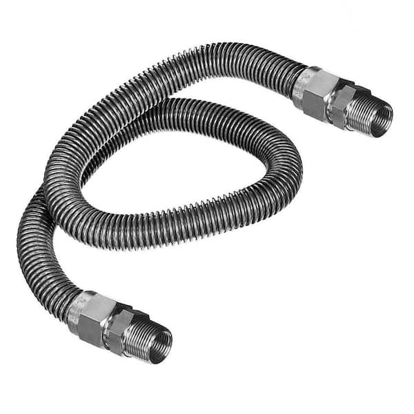 PLUMBFLEX 5/8 in. OD x 1/2 in. ID x 5 ft. Gas Connector Stainless Steel for Gas Range, Furnace, Stove, 1/2 in. MIP x MIP Fittings