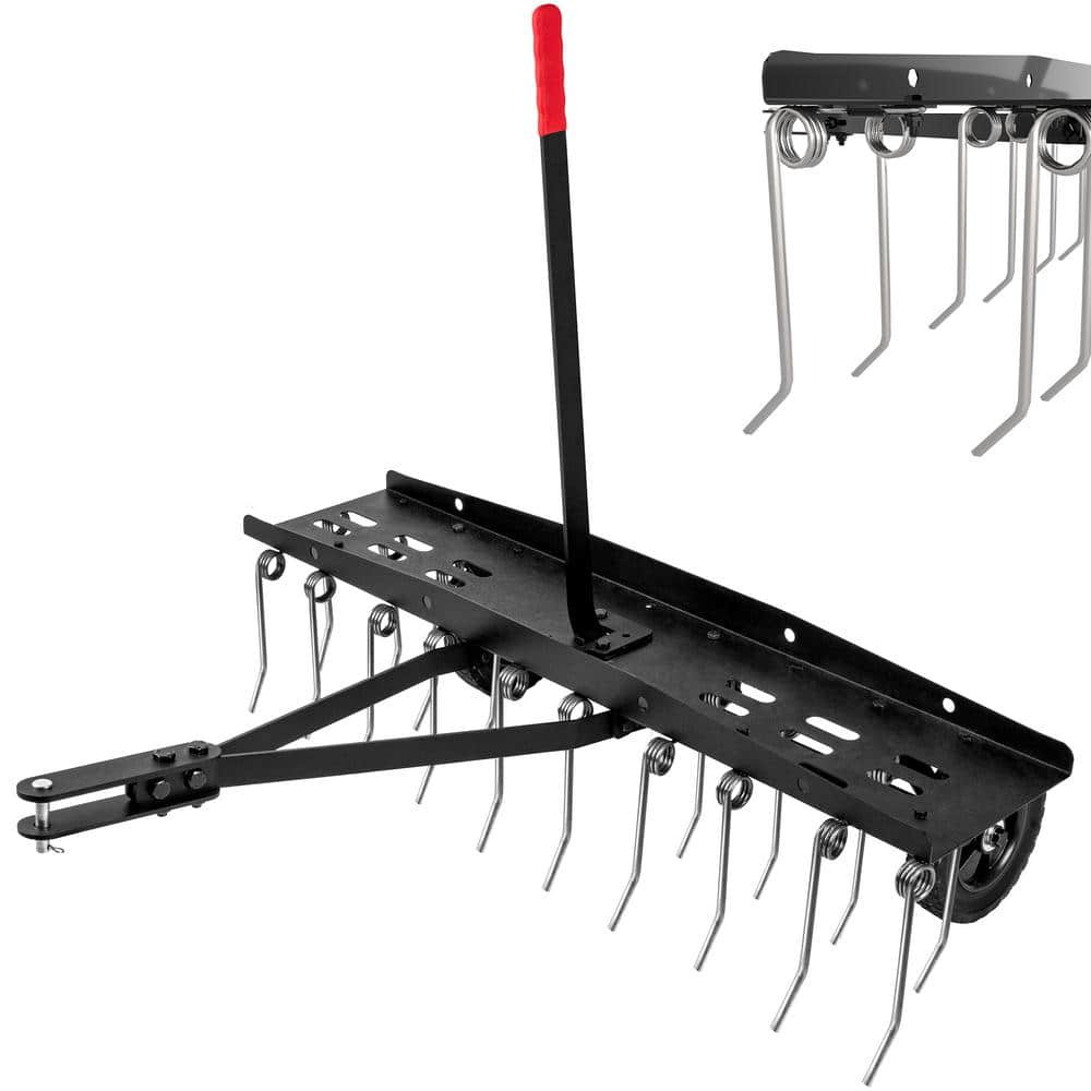 40 in. Tow Behind Dethatcher Outdoor Lawn Sweeper Garden Grass Tractor Rake