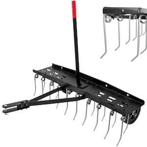 40 in. Tow Behind Dethatcher Outdoor Lawn Sweeper Garden Grass Tractor Rake with 20 Steel Spring Tines for Lawn Care