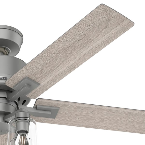 Hunter - Hunter 52 in. Techne Wi-Fi HunterExpress Matte Silver Smart Ceiling Fan with LED Light Kit and Handheld Remote