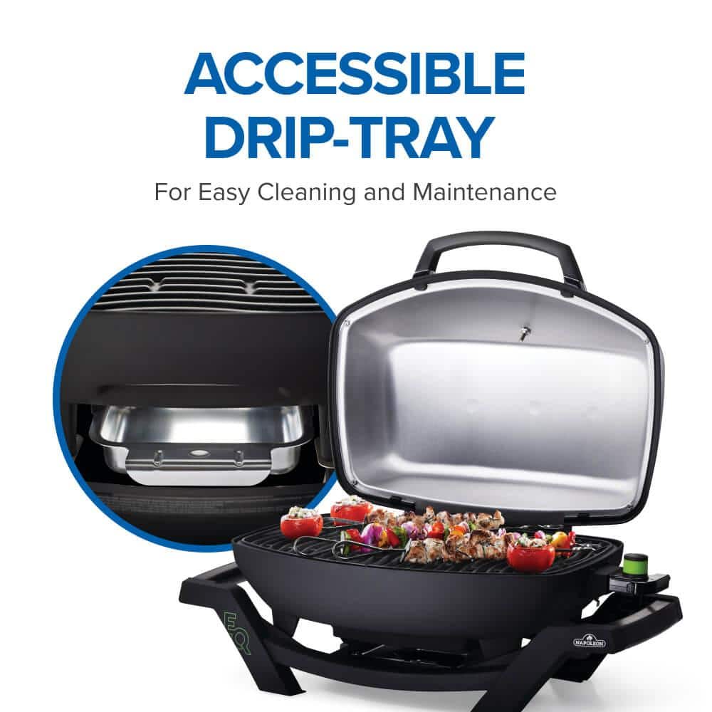 Napoleon Black Portable Electric Grill with Cast Iron Grids