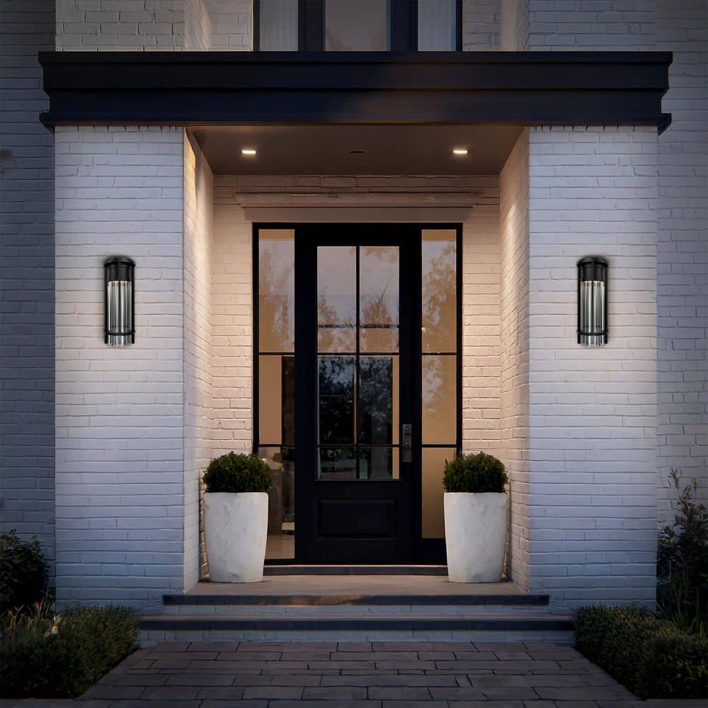 Offshore 10 in. 1-Light Black Wall Sconce with Glass Diffuser Integrated LED 4CCT price history on PriceWatchPro