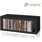 Way Basics zBoard Black Wood Grain Stackable CD Rack Storage Shelf WB-CD-BK