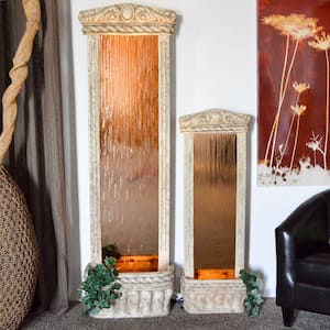 4 ft. Waterfall with Ancient Stone Frame and Bronze Mirror Garden Fountain