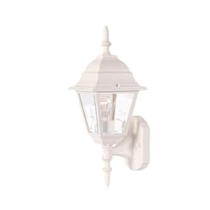 Builder's Choice Collection 1-Light Textured White Outdoor Wall Lantern Sconce