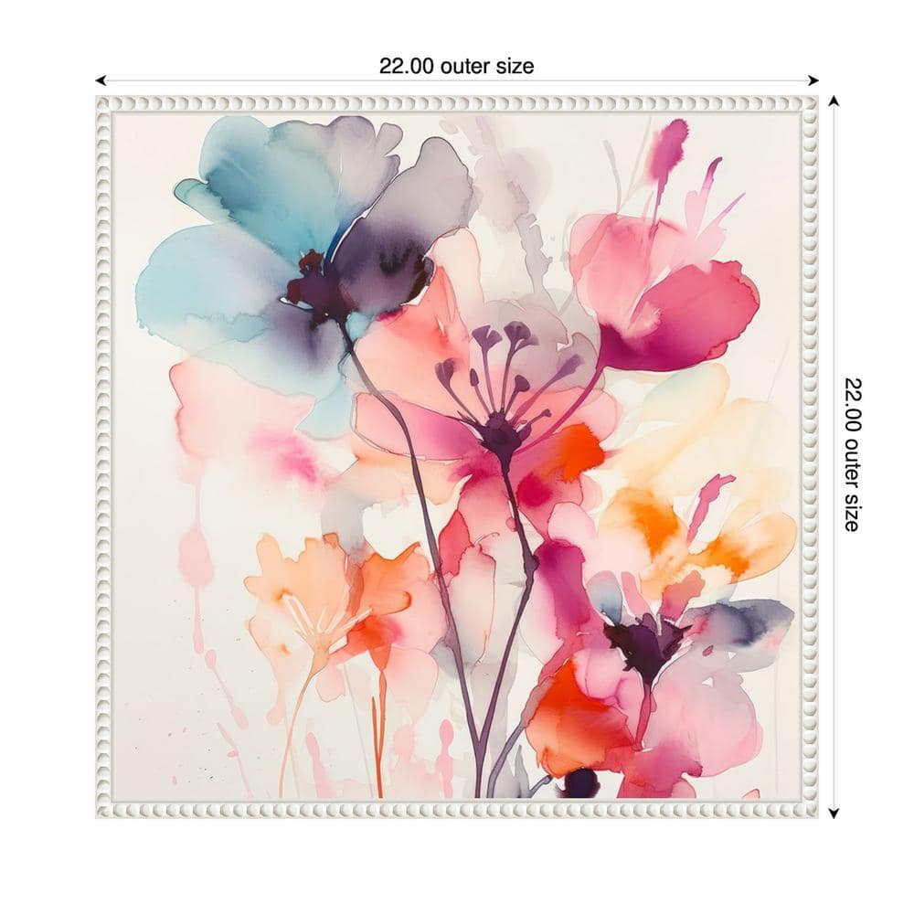 Watercolor Romance I Abstract Floral Canvas Print with White Frame