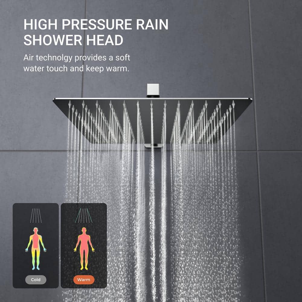 10-Inch Chrome Square Rainfall Shower System with Handheld