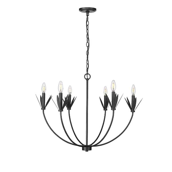Primrose 30.5 in. 6-Light Matte Black Chandelier