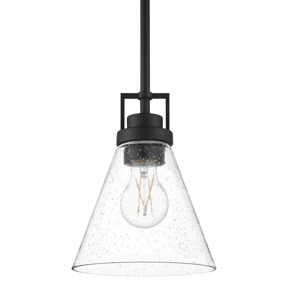 Home Decorators Collection Clermont 1Light Matte Black Shaded Pendant