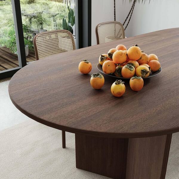 Dovelina Brix Modern Oval Walnut Wood Top 79 in. Double Pedestal