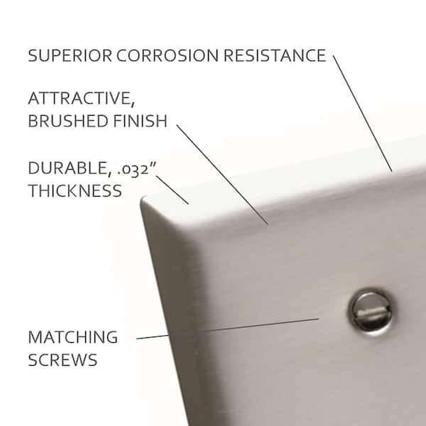 BESTTEN 2-Gang Stainless Steel Wall Plate – Brushed Silver, Standard Size, Corrosion-Resistant, For Duplex Outlets & Switches, With Protective Film