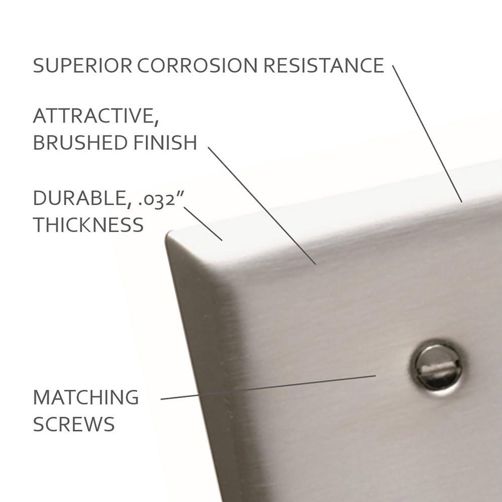 Brushed Silver Stainless Steel 2-Gang Toggle Wall Plate