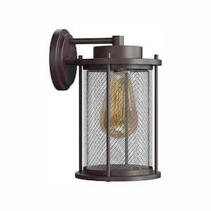 Joelle Collection Antique Bronze Outdoor Wall Lantern Sconce with Edison LED Bulb
