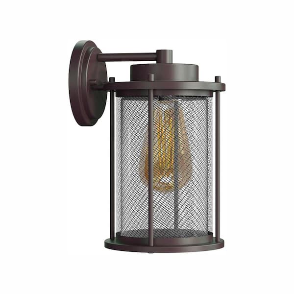 Home Decorators Collection Joelle 11.85 in. Antique Bronze Outdoor Wall Lantern Sconce with Edison LED Bulb