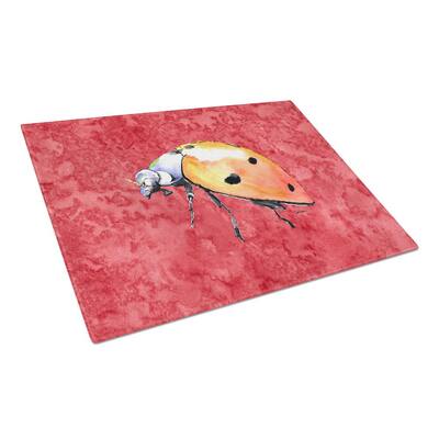 Lady Bug on Red Tempered Glass Large Cutting Board