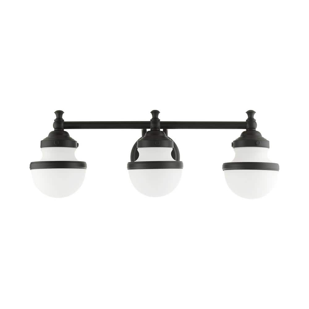 Oldwick Sleek 3-Light Vanity Sconce with Satin Opal White Glass