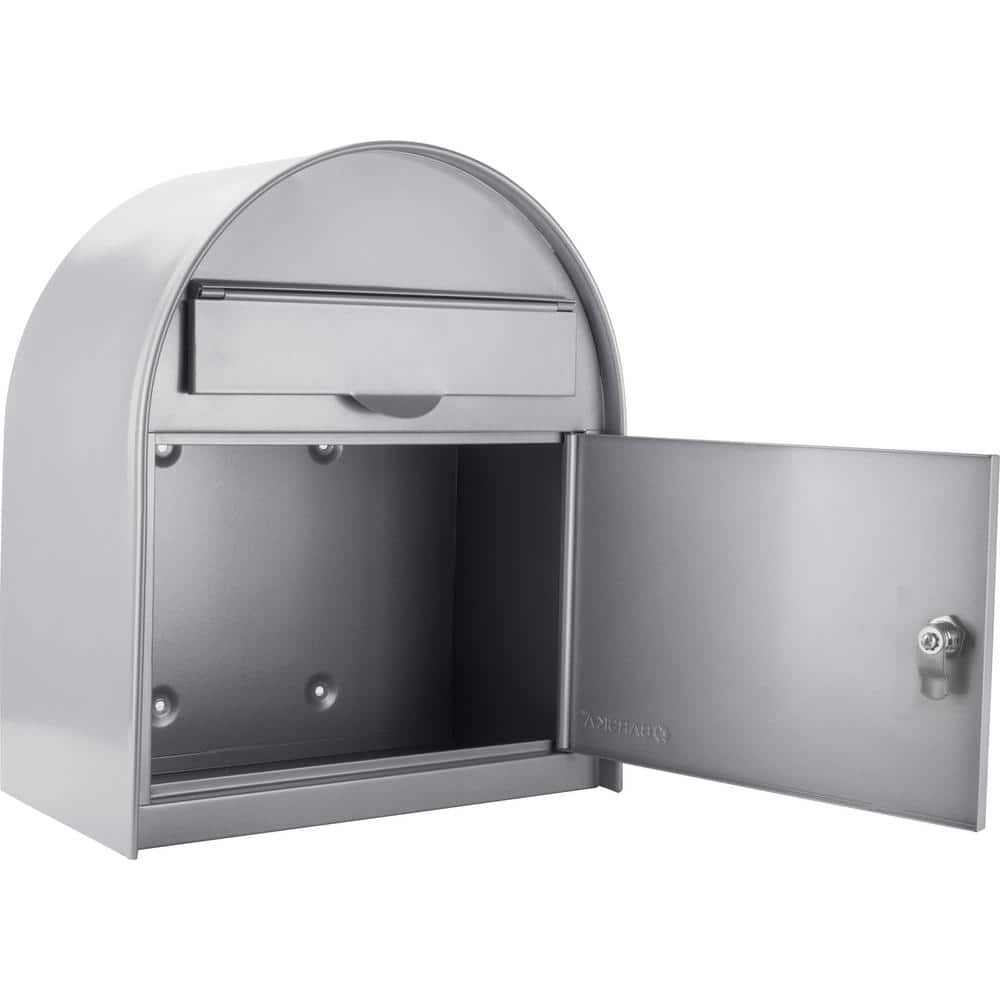 Large Gray Steel Locking Wall Mount Mailbox