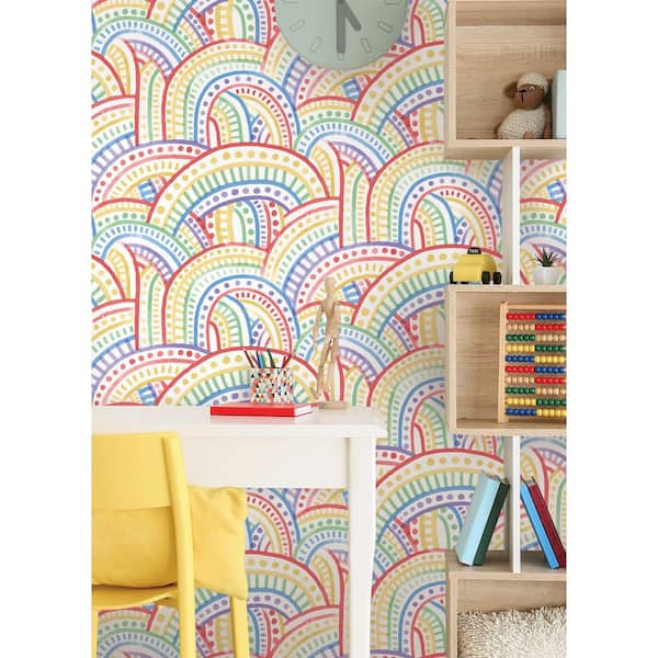 WallDaddy Self Adhesive Wallpaper Design Rainbow Strip Large 300x40CM For  BedroomDrawingroomKitchenOfficeDoor