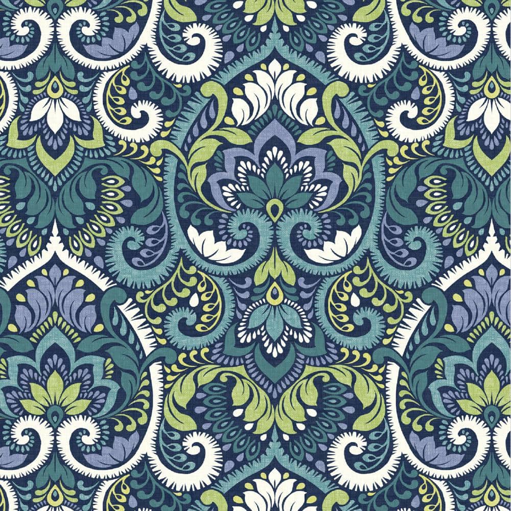 Sapphire Aurora Blue Damask Foam Adirondack Chair Cushions, Set of 2