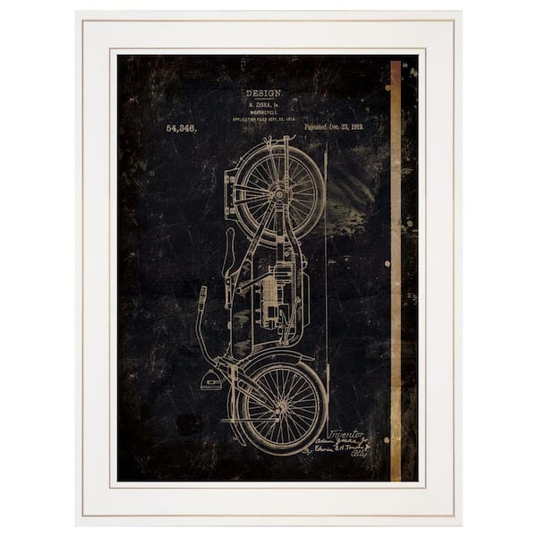 HomeRoots Charlie Motor Bike Patent I 1-Piece Framed Wall Art 19 in. x 15 in.