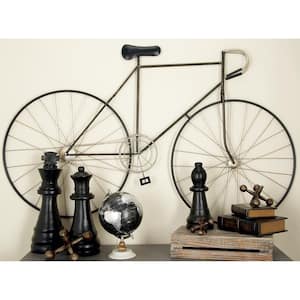 59 in. x 37 in. Metal Black Bike Wall Decor with Seat and Handles