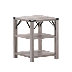 18 in. Gray Wash Rectangle Engineered Wood End Table