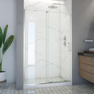 Mirage-X 48 in. W x 72 in. H Sliding Semi-Frameless Shower Door in Chrome with Clear Glass