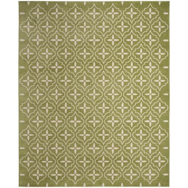 Nourison Essentials Green Ivory 5 ft. x 7 ft. Moroccan Contemporary Area Rug