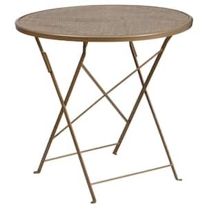 Gold Round Metal Outdoor Bistro Table