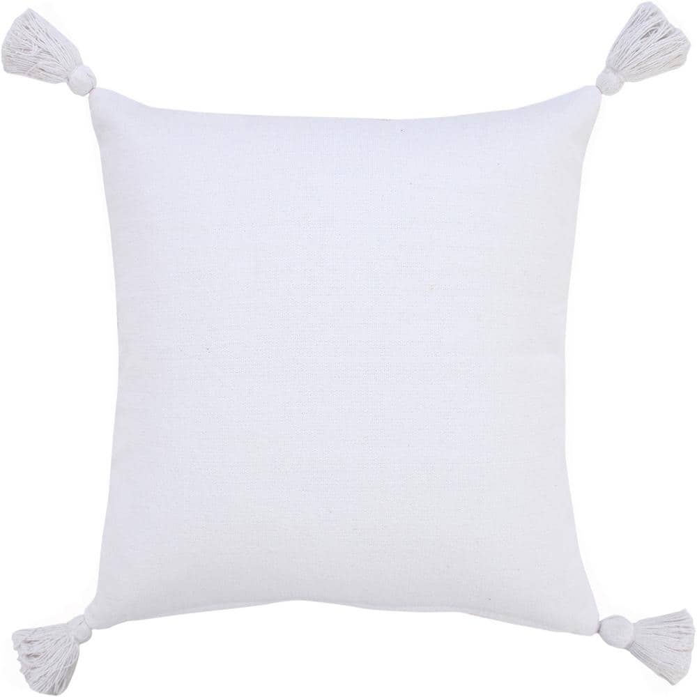 Solid White 20 in. x 20 in. Cotton Everyday Decorative Indoor Throw Pillow 