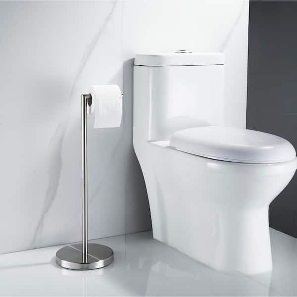 Round Free Standing Toilet Paper Holder Bathroom Accessories in Brushed Nickel