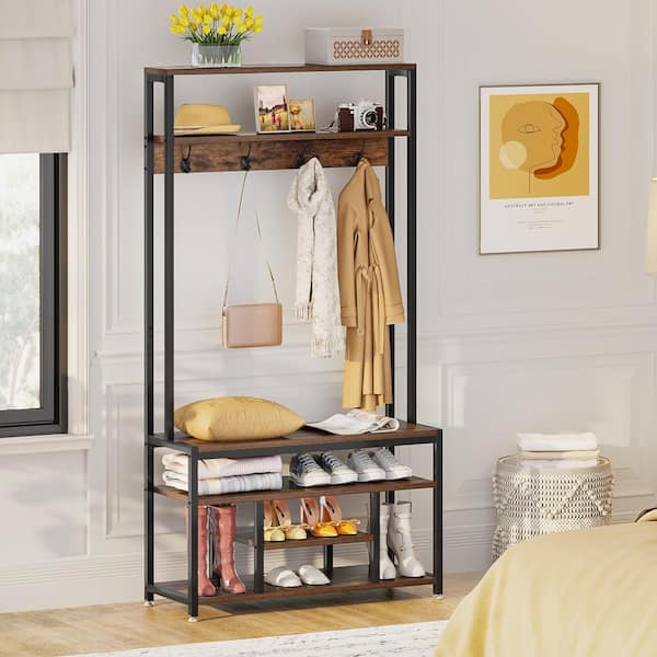 BYBLIGHT Carmalita Rustic Brown Freestanding Closet Organizer, Clothes Rack  with Drawers and Shelves, Heavy Duty Garment Rack BB-F1546XF - The Home  Depot