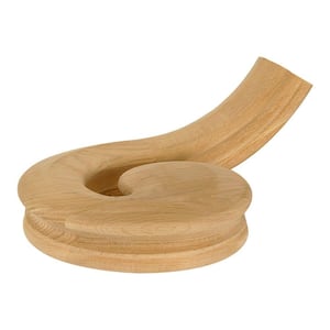 Stair Parts 7535 Unfinished White Oak Right-Hand Volute with Up-Easing Handrail Fitting