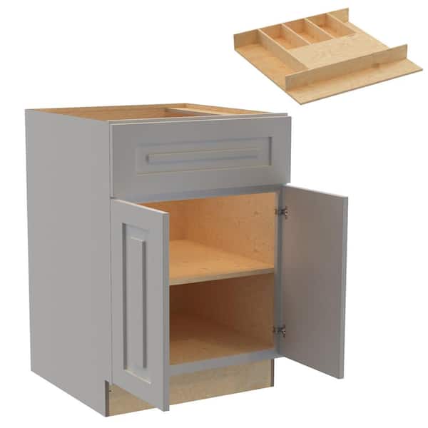 Home Decorators Collection Grayson 24 in. W x 24 in. D x 34.5 in. H Assembled Plywood Base Kitchen Cabinet in Pearl Gray with Cutlery Soft Close